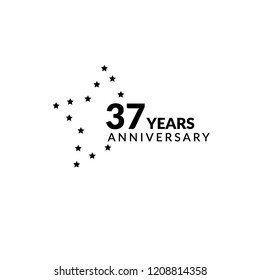 37 years anniversary celebration simple logo. 