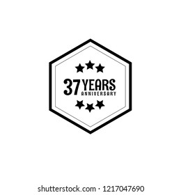 37 years anniversary celebration simple emblem, label, badge, logo. vintage logo, 37 year sign, jubilee, greeting card