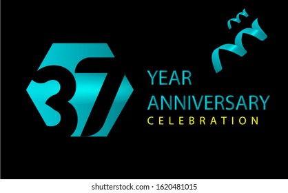 37 Years Anniversary Celebration Vector Template Design Illustration