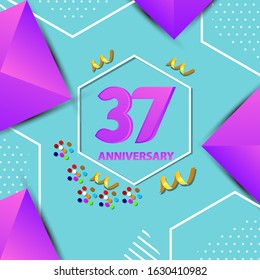 37 Years Anniversary Celebration Vector Template Design Illustration