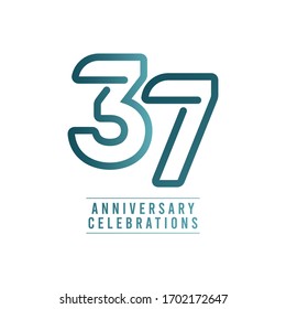 37 Years Anniversary Celebration Vector Template Design Illustration