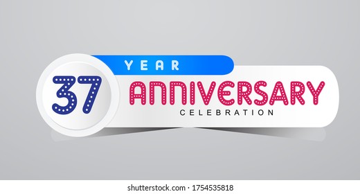 37 Years Anniversary Celebration Vector Template Design Illustration