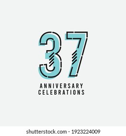 37 Years Anniversary Celebration Vector Template Design Illustration