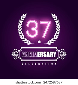 37 years anniversary celebration vector template design illustration