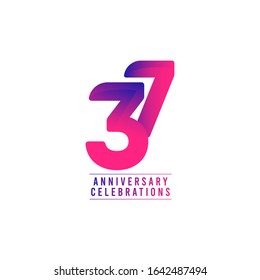 37 Years Anniversary Celebrations Vector Template Design Illustration