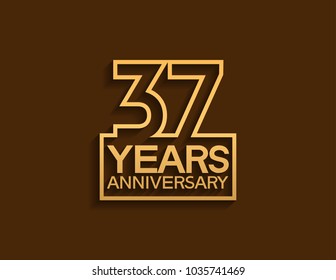 37 years anniversary design line style with square golden color for celebration event