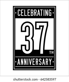 37 years anniversary design template. Vector and illustration.