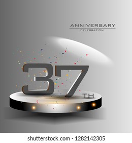 37 years anniversary design vector templates and illustrations, concepts in the future by giving a sci fi feel effect