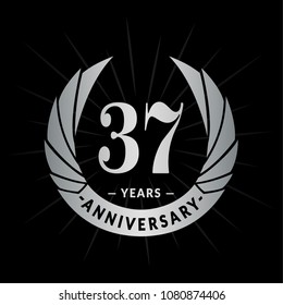 37 years anniversary. Elegant anniversary design. 37 years logo.