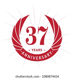 37 years anniversary. Elegant anniversary design. 37 years logo.