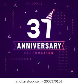37 years anniversary greetings card, 37 anniversary celebration background free vector.