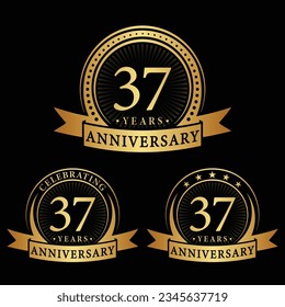 37 years anniversary logo collections. Set of 37th Anniversary logotype template. Vector and illustration.