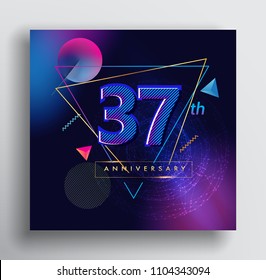 37 Years Anniversary Logo with Colorful Galactic background, Vector Design Template Elements for Invitation Card and Poster Your Birthday Celebration.