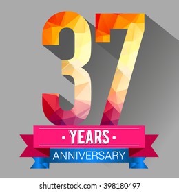 37 Years Anniversary logo, with colorful polygonal.