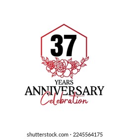 37 years anniversary logo, luxurious anniversary vector design celebration 