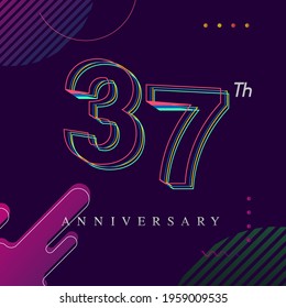 37 years anniversary logo, vector design birthday celebration with colorful geometric background and circles shape.