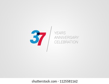 37 Years Anniversary logotype blend colorful font number isolated on white background
