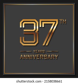 37 Years Anniversary logotype. Anniversary celebration template design for booklet, leaflet, magazine, brochure poster, banner, web, invitation or greeting card. Vector illustrations.