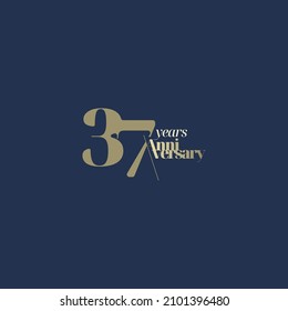 37 years anniversary logotype with modern minimalism style. Vector Template Design Illustration.