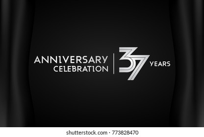 37 Years Anniversary Logotype with   Silver Multi Linear Number Isolated on Dark Background