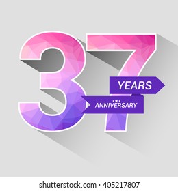 37 Years Anniversary with Low Poly Design