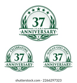 37 years anniversary set. 37th celebration logo collection. Vector and illustration. 