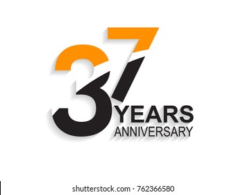 37 years anniversary simple design with white slash in orange and black number for celebration event