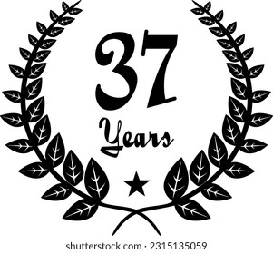 37 Years Anniversary stilyzed Laurel, black and white