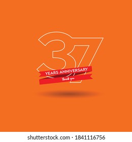 Icono vectorial de 37 años, logotipo. Elemento de diseño gráfico con número y composición de texto para el 37º aniversario