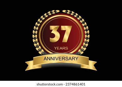 Icono vectorial de 37 años, logotipo. Elemento de diseño con estilo gráfico moderno.