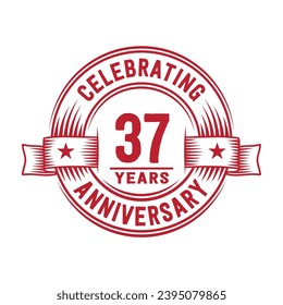 37 years logo design template. 37th anniversary vector and illustration.