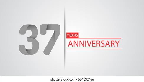 37 Years simple anniversary celebration logo, anniversary for celebration, birthday, wedding and party