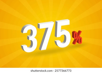 375% discount 3D text for sells and promotion.