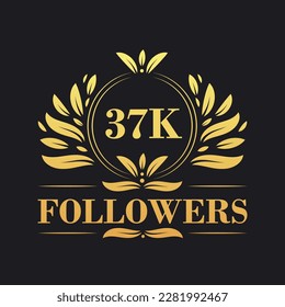 37K Followers celebration design. Luxurious 37K Followers logo for social media followers svg