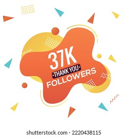 37k followers, social sites post, greeting card vector illustration. 37000 Followers Social Media Online Illustration Label Vector
 svg