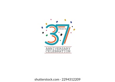 37th, 37 years, 37 year anniversary 2 colors blue and orange on white background abstract style logotype, vector design for celebration vector