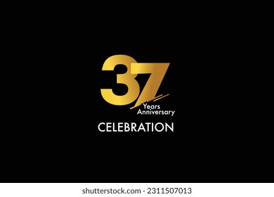 37th, 37 years, 37 year anniversary gold color on black background abstract style logotype. anniversary with gold color isolated on black background, vector design for celebration vector