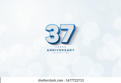 37th anniversary background with illustrations of white backgrounds and blue numbers.