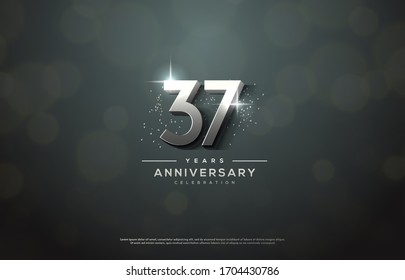 37th anniversary background number illustrations with color effects and sparkling light behind.