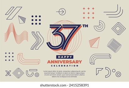 37th anniversary celebration with abstract geometric shape background