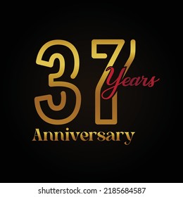 37th Anniversary Celebration Logotype Handwriting Golden Stock Vector ...