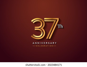 37th anniversary celebration logotype with linked number gold and silver color isolated on elegant color. vector anniversary for celebration, invitation card, and greeting card