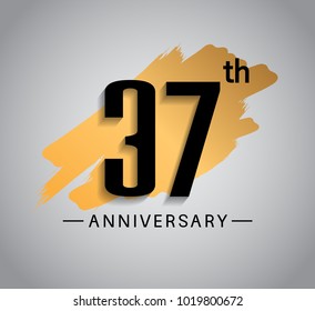 37th anniversary design with golden brush isolated on white background for celebration event