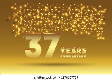 37th Anniversary gold numbers. background for anniversary