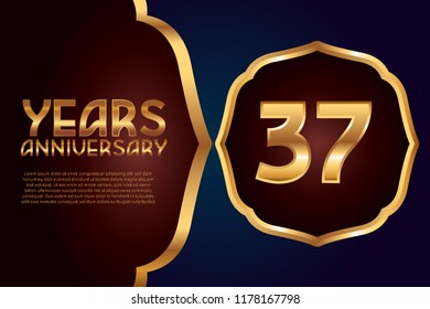 37th Anniversary gold numbers. background for anniversary