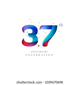 37th Anniversary Logo Design, Number 37 Icon Vector Template.