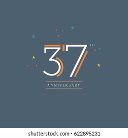 37th Anniversary logo design template vector element