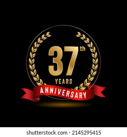 37th Anniversary logotype. Anniversary celebration template design for booklet, leaflet, magazine, brochure poster, banner, web, invitation or greeting card. Vector illustrations.