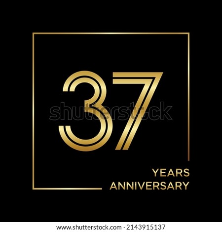 37th anniversary logotype. Anniversary celebration template design for booklet, leaflet, magazine, brochure poster, banner, web, invitation or greeting card. Vector illustrations.