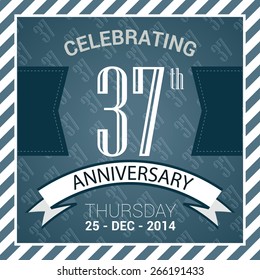 37th Anniversary poster / stamp/ template design in retro style - Vector Background
